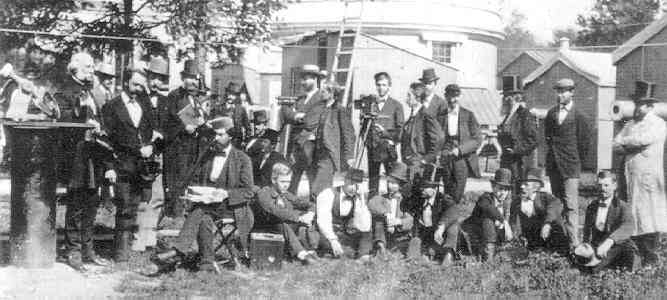 1874 expedition members at USNO showing Prof Newcomb and the instruments and huts